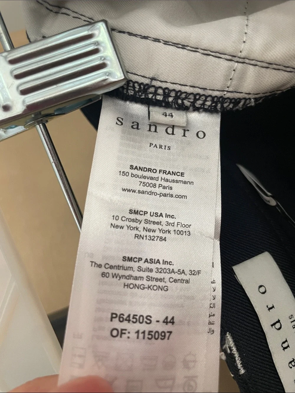 Sandro Navy Trousers with White Contrast Stitching